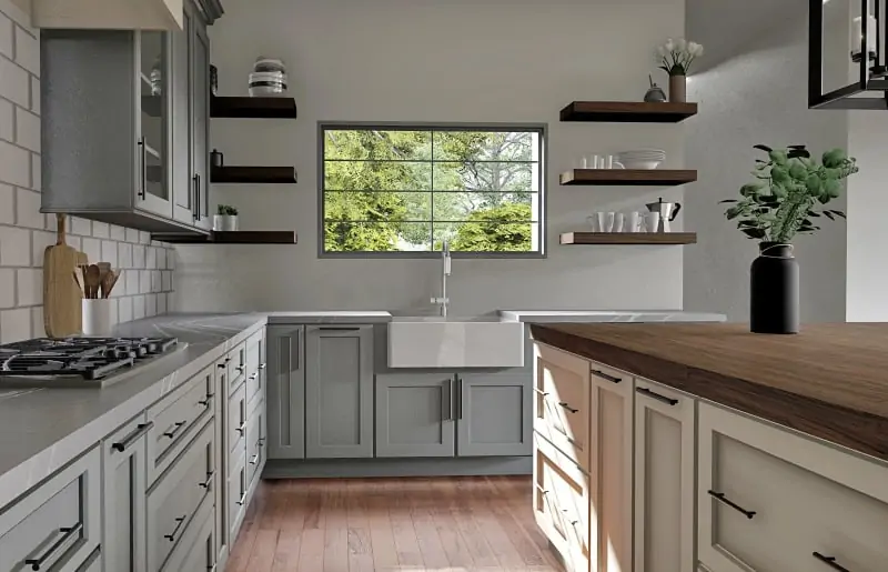 kitchen with renovated cabinets